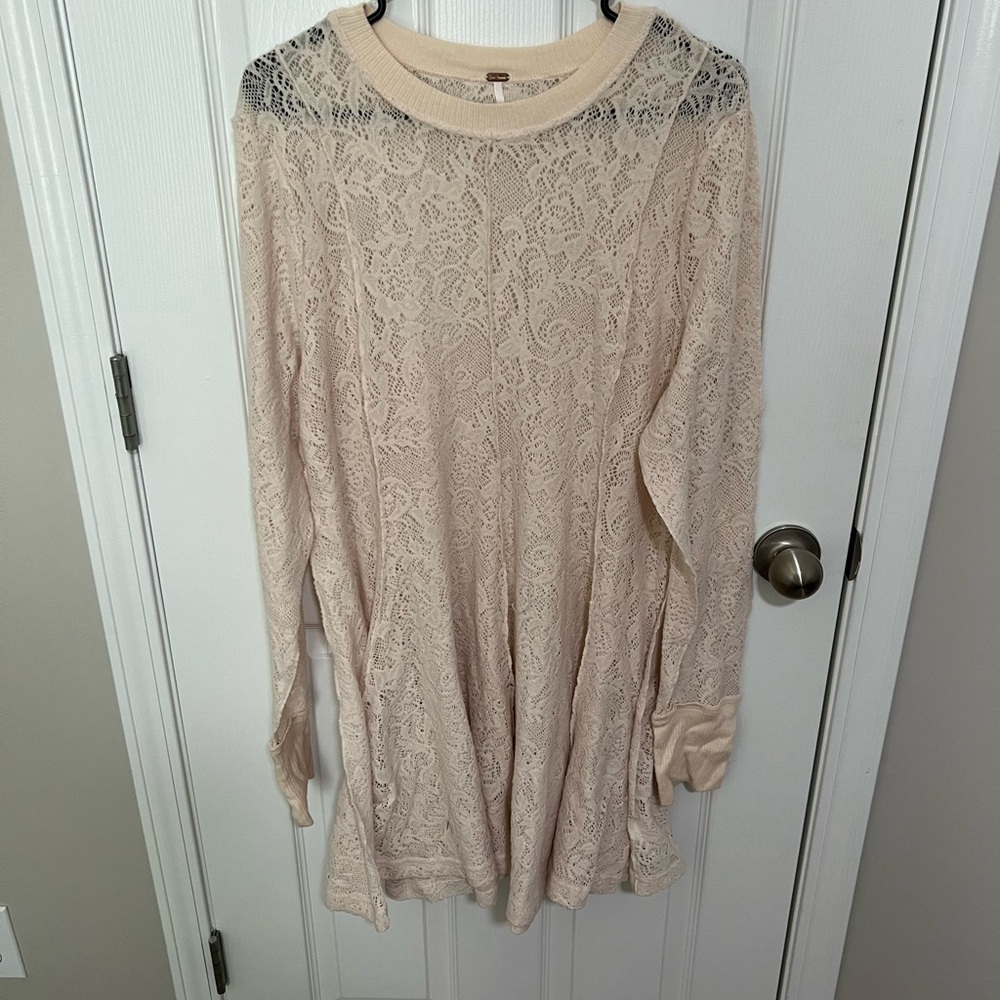 Free People chamois cream lace sweater dress